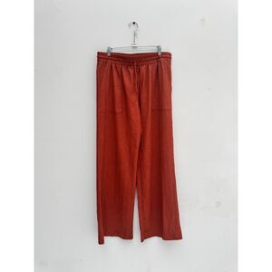 Ruby & Wren Rust Textured Crinkle Wide Leg Drawstring Pants Women's L